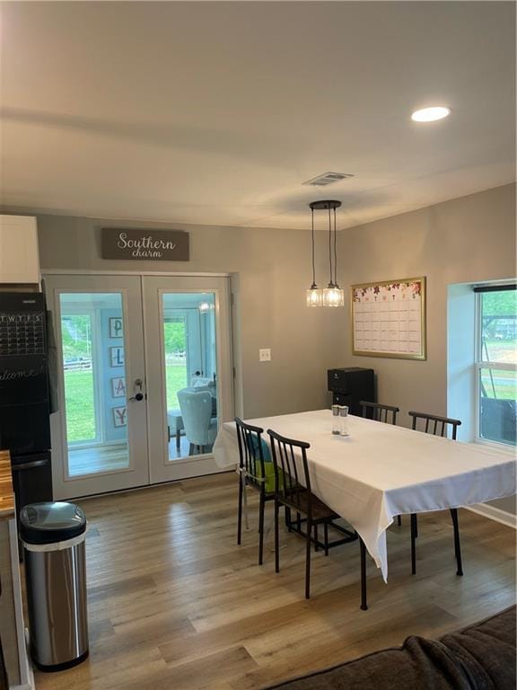 433 Spring Place Reseca Rd, Resaca, GA 30735 - dining room featuring light wood-style flooring, recessed lighting, and french doors