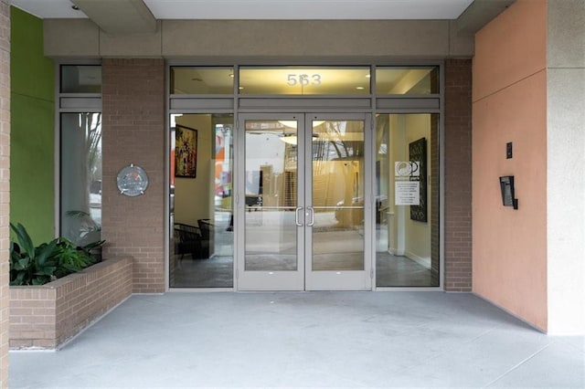 view of exterior entry with french doors