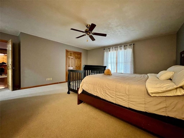 bedroom with carpet flooring and ceiling fan