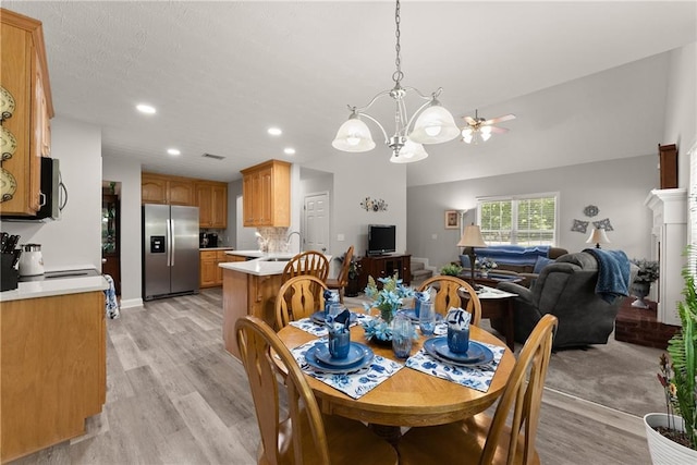 27 Kendall Creek Dr, Jefferson, GA 30549 - dining space with a chandelier, light wood-type flooring, and recessed lighting