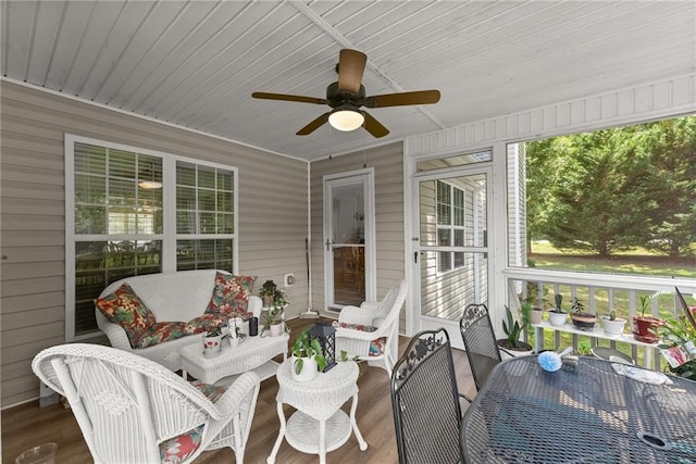27 Kendall Creek Dr, Jefferson, GA 30549 - sunroom with ceiling fan and an outdoor living space