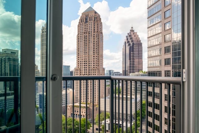 balcony featuring a city view