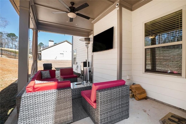 2320 Ridge View Dr, Loganville, GA 30052 - view of patio with ceiling fan and an outdoor hangout area