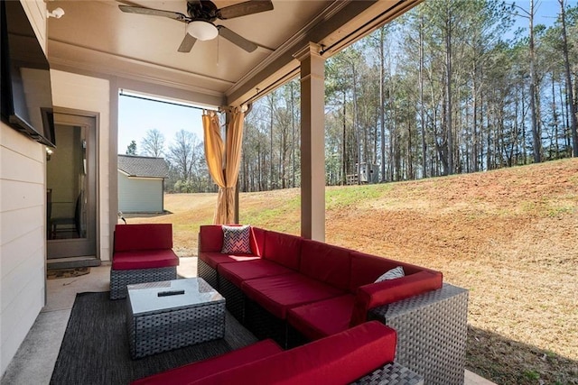 2320 Ridge View Dr, Loganville, GA 30052 - view of patio with a ceiling fan and an outdoor living space