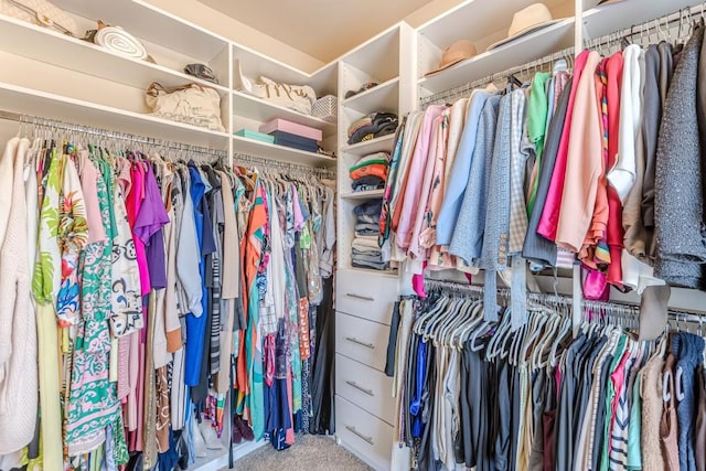 spacious closet with carpet floors