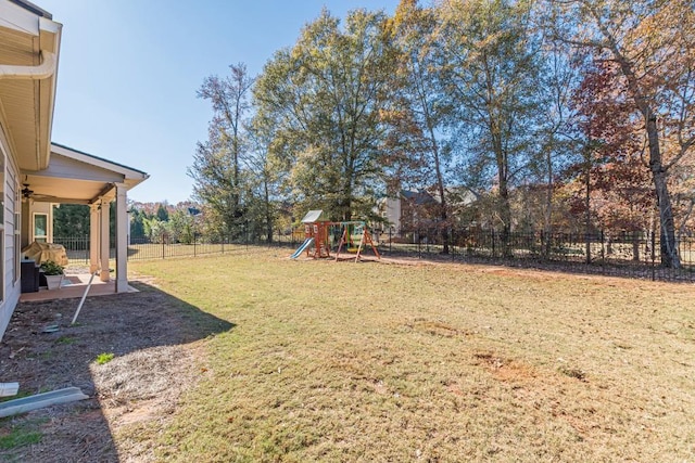 view of yard featuring a playground