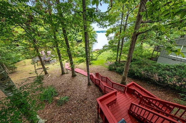 view of yard with a deck