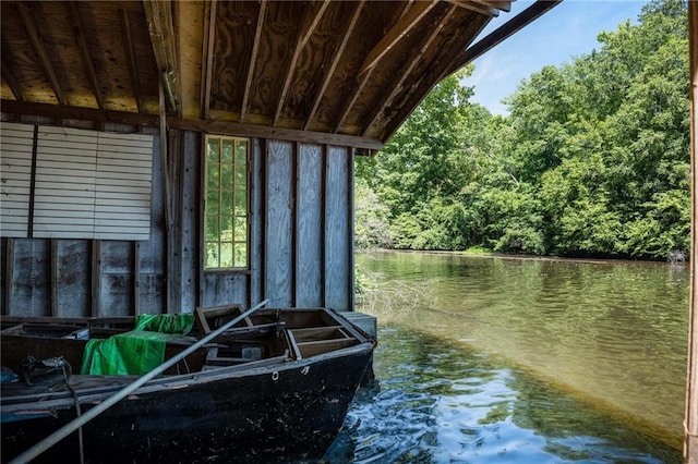 dock area with a water view