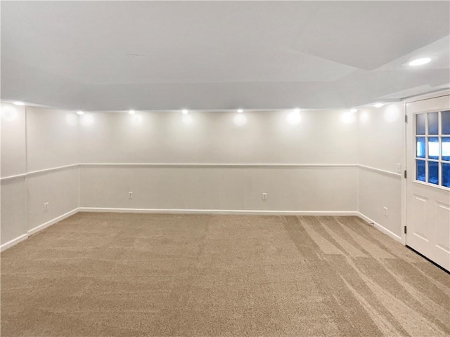 basement with carpet