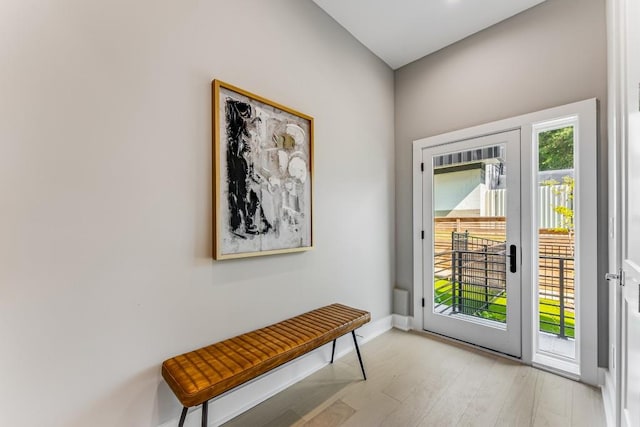 doorway to outside featuring light hardwood / wood-style floors