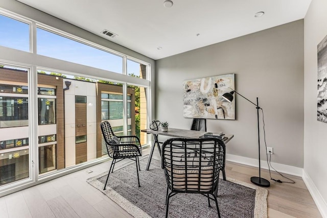 office featuring light hardwood / wood-style flooring and a wealth of natural light