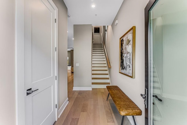 interior space with light hardwood / wood-style floors