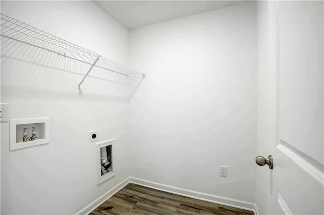 laundry room featuring washer hookup, hookup for an electric dryer, and dark hardwood / wood-style flooring