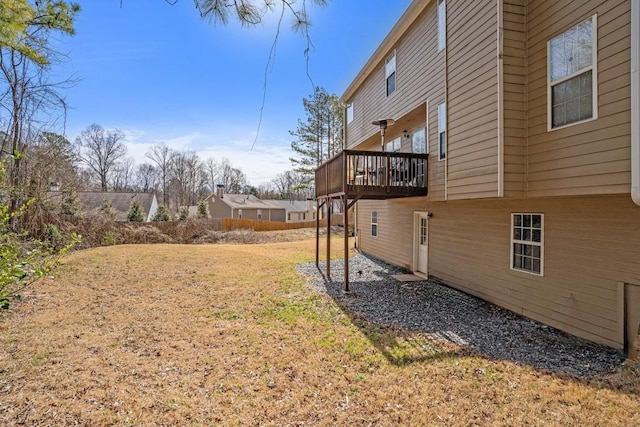 view of yard featuring a deck