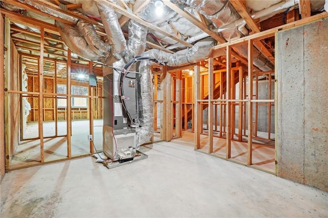 unfinished below grade area with heating unit