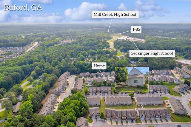 2677 Sardis Chase Ct, Buford, GA 30519 - aerial view of residential area featuring a heavily wooded area