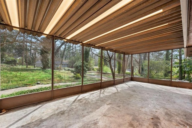 view of unfurnished sunroom