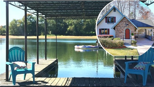 dock area featuring a water view