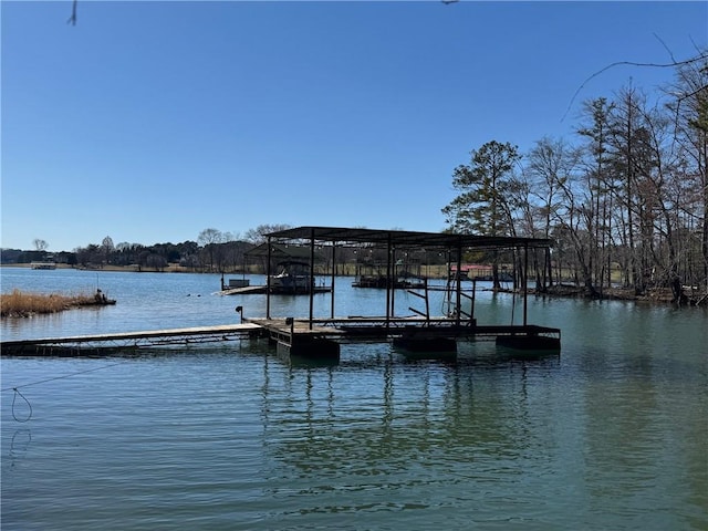 view of dock featuring a water view