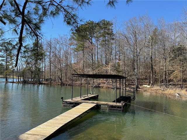 dock area featuring a water view