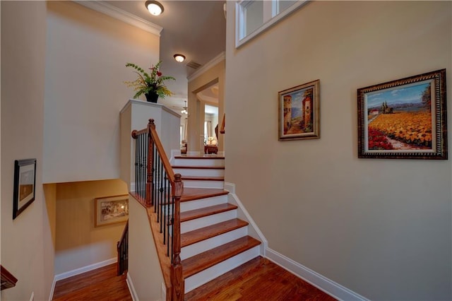 1622 Rivergreen Bnd SE Unit 26, Atlanta, GA 30339 - stairs featuring crown molding and wood finished floors