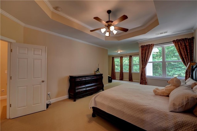 1622 Rivergreen Bnd SE Unit 26, Atlanta, GA 30339 - carpeted bedroom featuring a raised ceiling, crown molding, and a ceiling fan