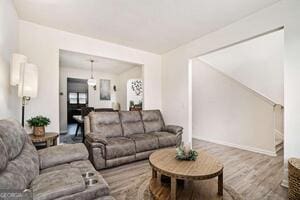 living room with hardwood / wood-style floors