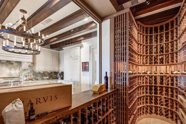 view of wine cellar