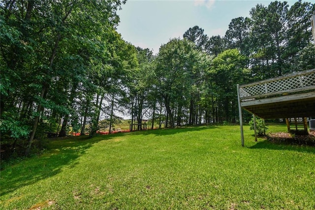 3223 Heritage Way, Buford, GA 30519 - view of green lawn with a wooden deck