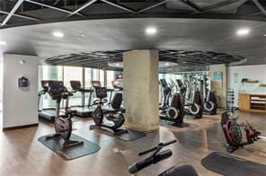 361 17th St NW Unit 1717, Atlanta, GA 30363 - workout area featuring wood finished floors and recessed lighting