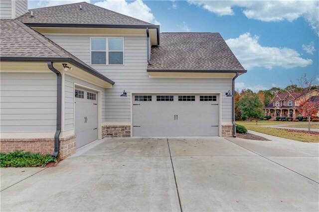 exterior space with a garage