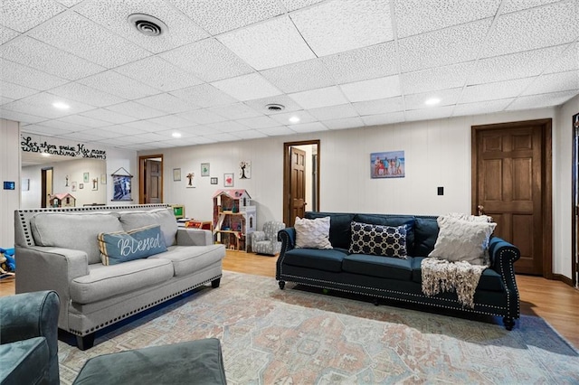 living room with hardwood / wood-style floors