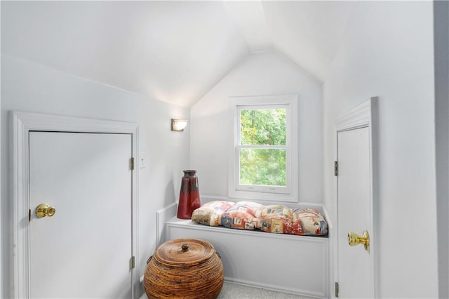 mudroom with vaulted ceiling