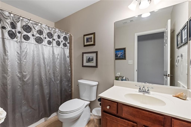 7537 Brookstone Cir, Flowery Branch, GA 30542 - bathroom with vanity, tile patterned floors, and curtained shower