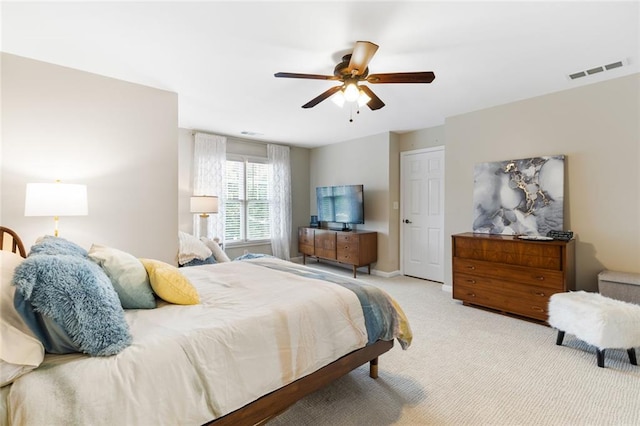 7537 Brookstone Cir, Flowery Branch, GA 30542 - bedroom featuring light colored carpet and ceiling fan