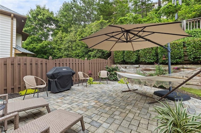 7537 Brookstone Cir, Flowery Branch, GA 30542 - view of patio featuring grilling area and view of wooded area