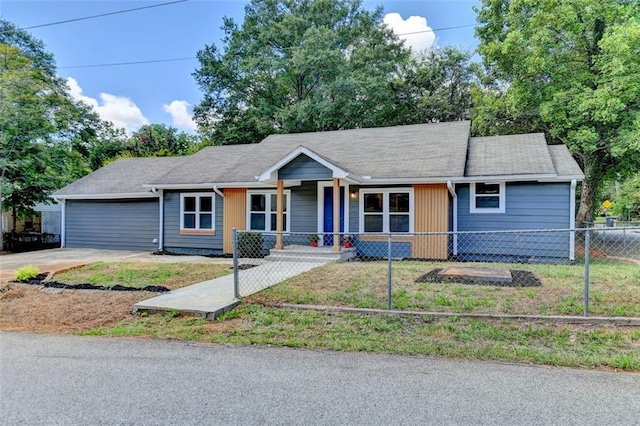 single story home with a garage