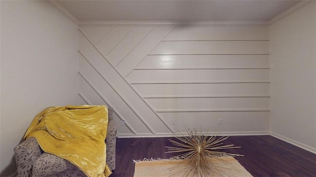 unfurnished room featuring crown molding and dark hardwood / wood-style floors