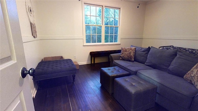 living room featuring dark hardwood / wood-style floors