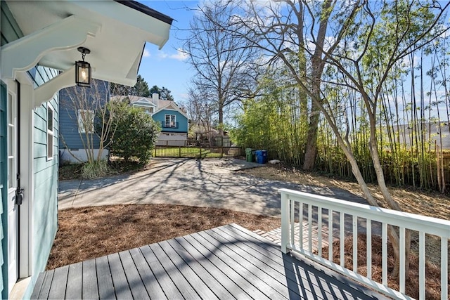 wooden deck featuring fence