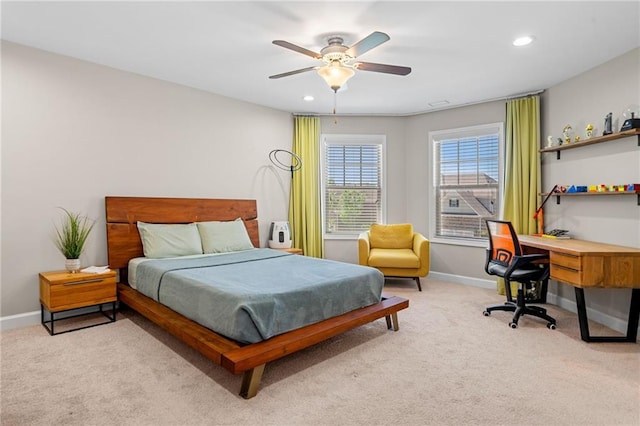 5115 Edgebrook Dr, Cumming, GA 30040 - bedroom with carpet, an office area, recessed lighting, and a ceiling fan
