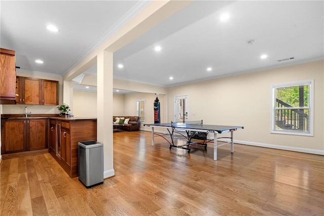 5115 Edgebrook Dr, Cumming, GA 30040 - playroom with ornamental molding, recessed lighting, and light wood-style flooring