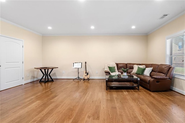 5115 Edgebrook Dr, Cumming, GA 30040 - living room with ornamental molding, light wood-type flooring, and recessed lighting