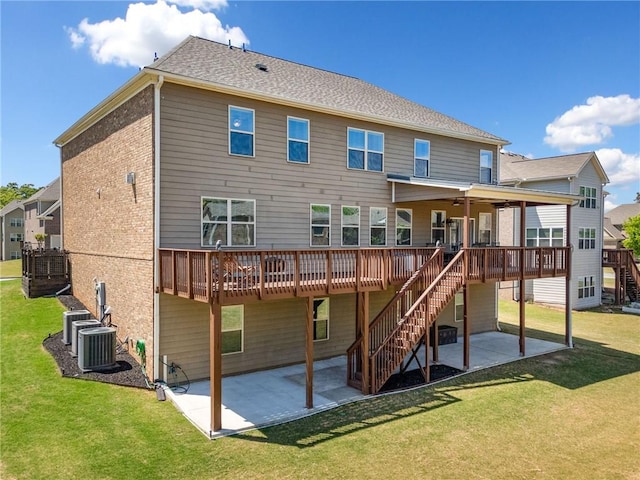 5115 Edgebrook Dr, Cumming, GA 30040 - rear view of house featuring stairs, a patio, a deck, and a lawn
