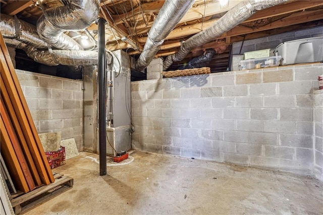 basement with heating unit