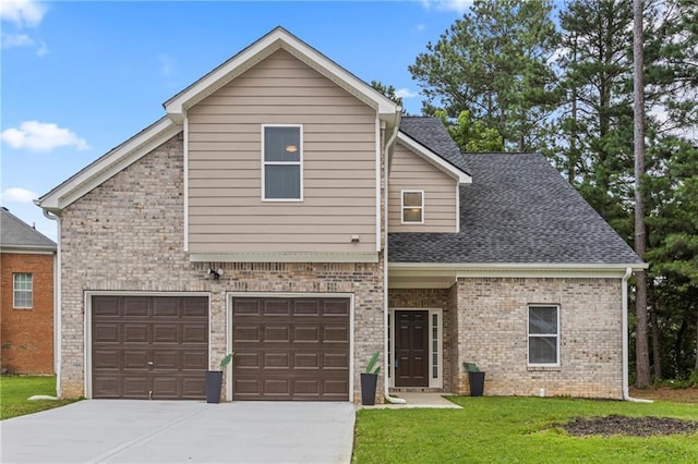 3405 Summer Brooke Way, Union City, GA 30291 - view of front of home featuring driveway, a front lawn, brick siding, a garage, and roof with shingles