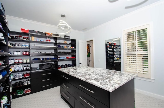 spacious closet with light colored carpet