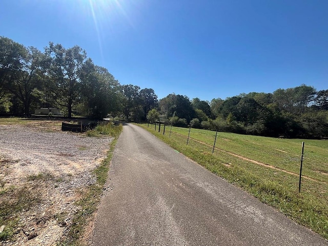 view of road with a rural view