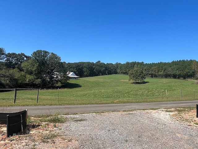 view of road with a rural view