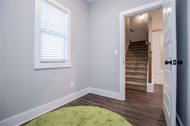 stairs with hardwood / wood-style flooring